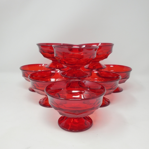 Viking Georigan Ruby Red Champagne/Sherbet Glasses, set of 9 - Picture 3 of 5